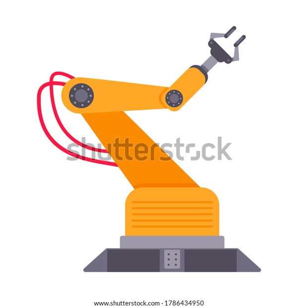 Robotic
arm flat style design vector illustration isolated on white
background. Robot arm or hand. Industrial manipulator. Modern smart
factory industry 4.0 technology
manufacturing.
