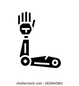 vector de icono de glifo de brazo robótico. signo de brazo robótico. símbolo de contorno aislado ilustración negra