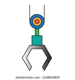The robotic arm grab is attached to the pulley with cable  - Mechanical Illustration - Vector 