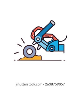 Robotic arm grinding or cutting material in a factory