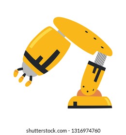 Robotic arm, hand. Vector robot icons set. Industrial technology and factory symbols. Flat illustration isolated on white background.