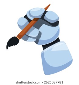 Robotic arm holding paintbrush depicting innovative technology and creative potential of artificial intelligence