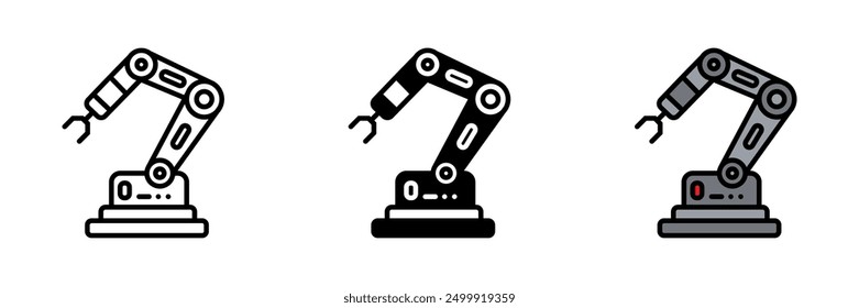 Robotic Arm Icon, Automated mechanical arm used for performing precise tasks in manufacturing and assembly processes.