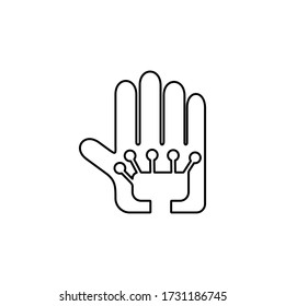 Robotic arm icon. Bionic hand sign.