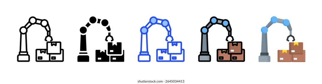 Robotic Arm Icon Collection With Multiple Styles