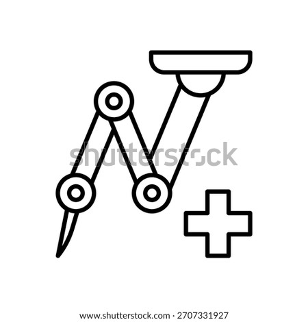Robotic arm icon cutting manipulator, medical robotic knife equipment. Automation technology concept for medicine. Vector illustration