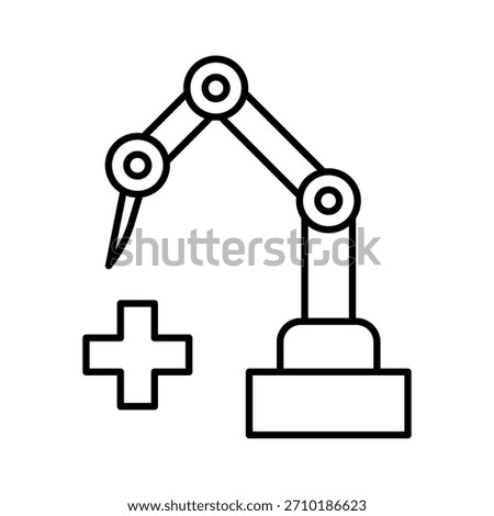 Robotic arm icon cutting manipulator, medical robotic knife equipment. Automation technology concept for medicine. Vector illustration