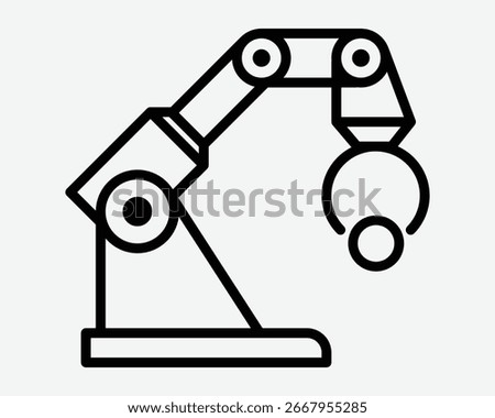 Robotic Arm Icon Factory Machine Automation Manufacturing Grab Machinery AI AR Tech Technology Robotics Engineering Assembly Plant Sign Graphic Symbol
