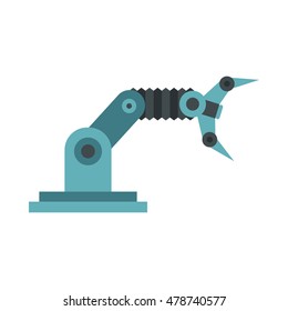 Robotic arm icon in flat style isolated on white background. Machinery symbol vector illustration