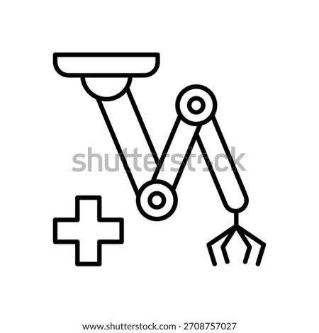Robotic arm icon gripper manipulator, medical robotic claw. Automation and technology concept for manufacturing and medicine. Vector illustration