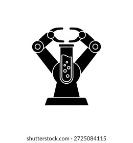 Icono de brazo robótico que sostiene el tubo de ensayo que representa el concepto de automatización