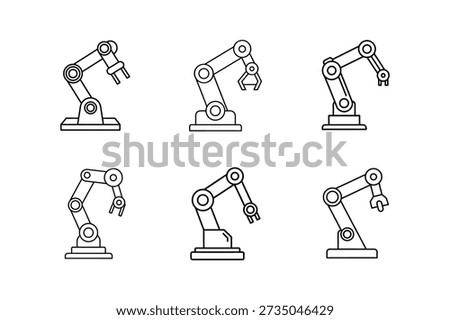 robotic arm icon line art vector illustration outline isolated