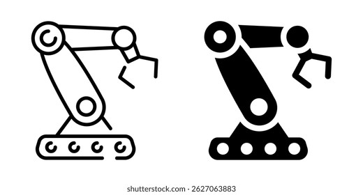 Robotic arm icon. Linear and silhouette style.