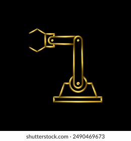 Robotic arm icon. Metallic gold icons set collection.	