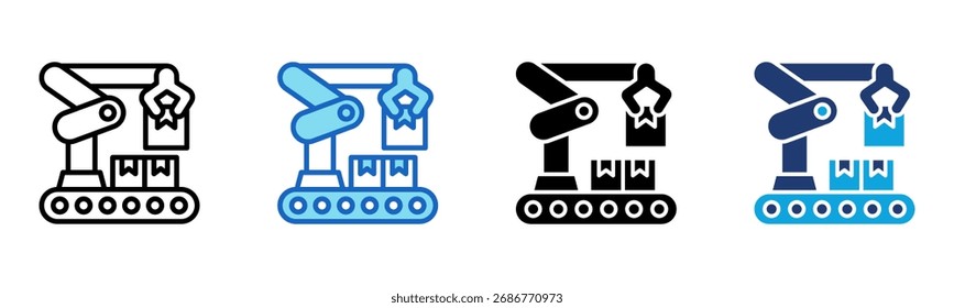 Ícone de braço robótico Ilustração de vetor de vários estilos