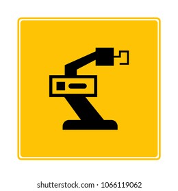 robotic arm icon on yellow background