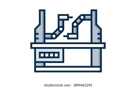 Robotic arm icon over white background, artificial intelligence design