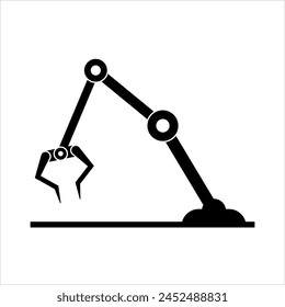 Robotic Arm Icon, Programmable Robot Claw Vector Art Illustration