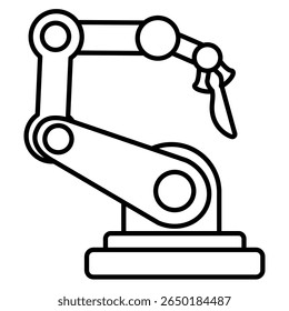 Icono de brazo robótico representado por robot, cuchillo quirúrgico, estilo Line.