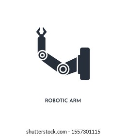 robotic arm icon. simple element illustration. isolated trendy filled robotic arm icon on white background. can be used for web, mobile, ui.