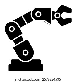 Robotic arm icon solid style transparent