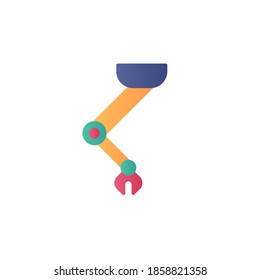 robotic arm icon vector flat design. colored icon. isolated on white background