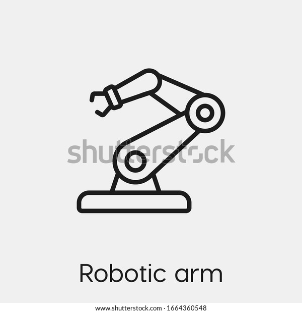 robotic arm icon vector. Linear style sign for\
mobile concept and web design. robotic arm symbol illustration.\
Pixel vector graphics -\
Vector.