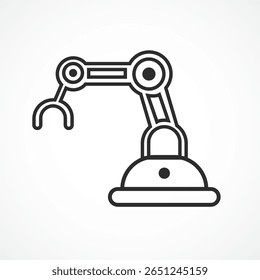 Robotic Arm Icon in white background– AI Automation and Industrial Robot icon, Abstract vector