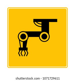 robotic arm icon in yellow background