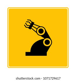robotic arm icon in yellow background