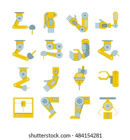 robotic arm icons, industrial robot, robotic leg
