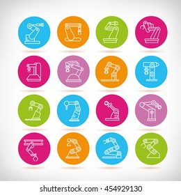 robotic arm icons set