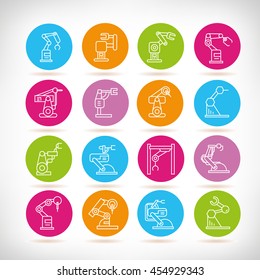 robotic arm icons set