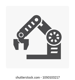 Robotic arm, industrial robot system vector icon. Consist of mechanical arm, electronic, hydraulic. Control by automation technology. For industry i.e. assembly, manufacturing, cnc, production process