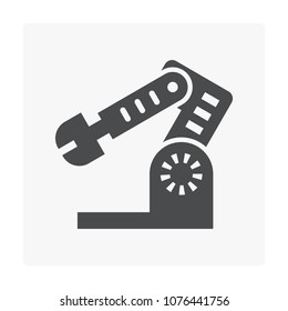 Robotic arm, industrial robot system vector icon. Consist of mechanical arm, electronic, hydraulic. Control by automation technology. For industry i.e. assembly, manufacturing, cnc, production process
