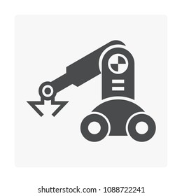 Robotic arm, industrial robot system vector icon. Consist of mechanical arm, electronic, hydraulic. Control by automation technology. For industry i.e. assembly, manufacturing, cnc, production process