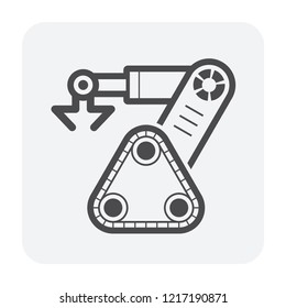Robotic arm, industrial robot system vector icon. Consist of mechanical arm, electronic, hydraulic. Control by automation technology. For industry i.e. assembly, manufacturing, cnc, production process
