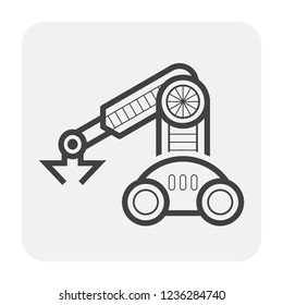 Robotic arm, industrial robot system vector icon. Consist of mechanical arm, electronic, hydraulic. Control by automation technology. For industry i.e. assembly, manufacturing, cnc, production process