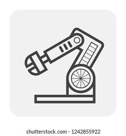 Robotic arm, industrial robot system vector icon. Consist of mechanical arm, electronic, hydraulic. Control by automation technology. For industry i.e. assembly, manufacturing, cnc, production process