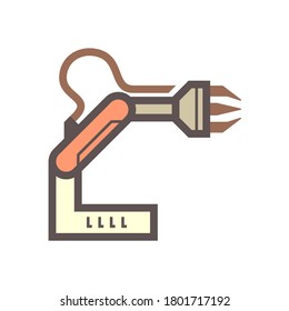 Robotic arm, industrial robot system vector icon. Consist of mechanical arm, electronic, hydraulic. Control by automation technology. For industry i.e. assembly, manufacturing, cnc, production process