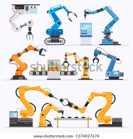 Robotic arm Industrial. Vector illustrations.