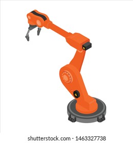 Robotic arm isolated on white background isometric view.