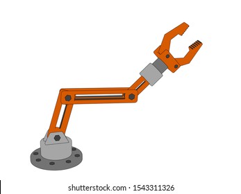 Robotic arm. Isolated on white background. Vector outline illustration.