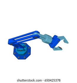 Robotic arm. Isolated on white background. 3d Vector illustration.