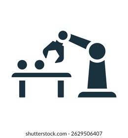 Componentes robóticos de elevação de braço em uma linha de montagem, simbolizando processos industriais de automação e fabricação