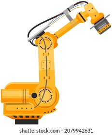 Brazo robótico para levantar la carga. Tecnología industrial moderna, electrodomésticos para empresas manufactureras. Equipo técnico, máquina para trabajar en producción. Dispositivo para el levantamiento automático de pesas