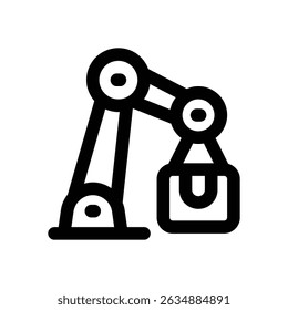 Roboterarmzeilensymbol. Sauberes und minimalistisches Vektorsymbol für Websites, mobile Apps, Präsentationen und Logos. Voll skalierbar und anpassbar für jedes Projekt.