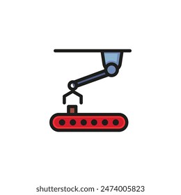 Robotic arm line icon. Factory, machine, manipulator. Innovation concept. Vector illustration can be used for topics like technology, industry, artificial intelligence