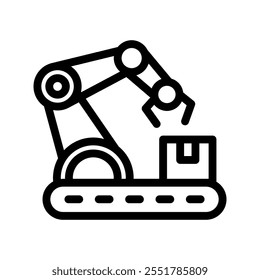 robotic arm line icon illustration vector graphic. Simple element illustration vector graphic, suitable for app, websites, and presentations isolated on white background