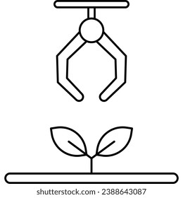 Robotic arm , line icons related to farm, farming, gardening, agriculture